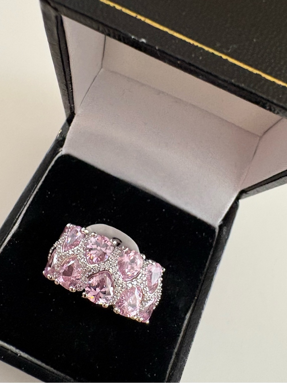 Bomb Party Glowing Dreams Ring RG87878 Rose Quartz CZ Rhodium Plating